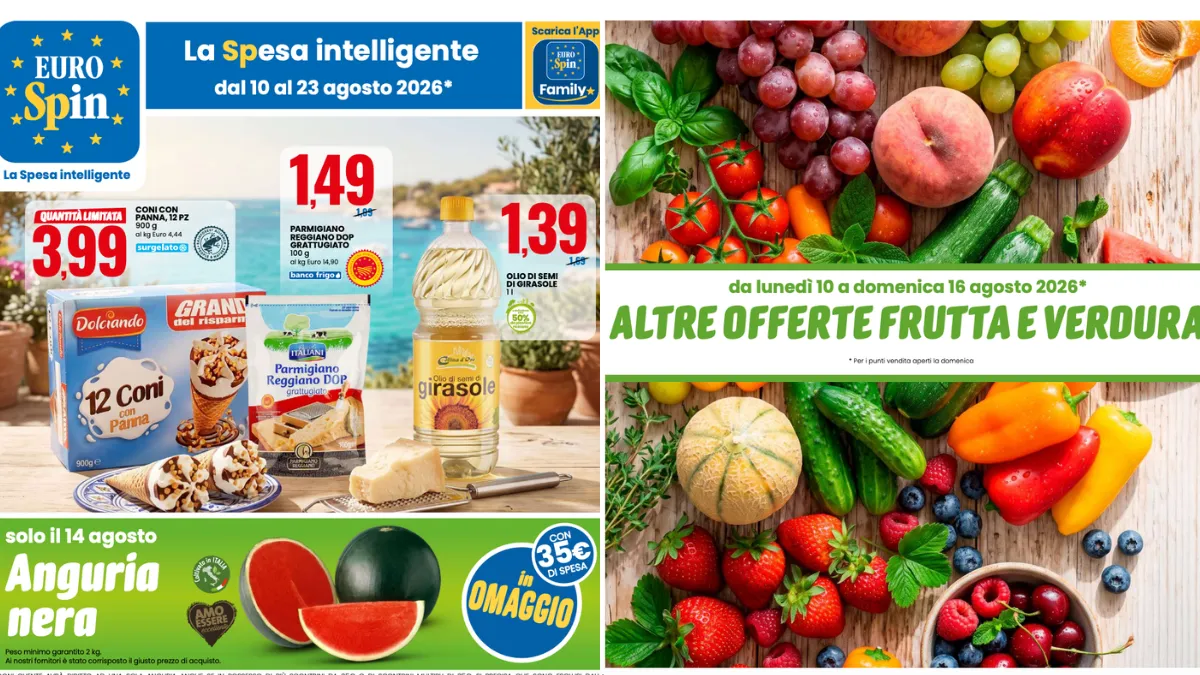 Nuove Offerte Eurospin dal 14 al 23 agosto 2026: Scopri i prezzi di freschi, dispensa, surgelati